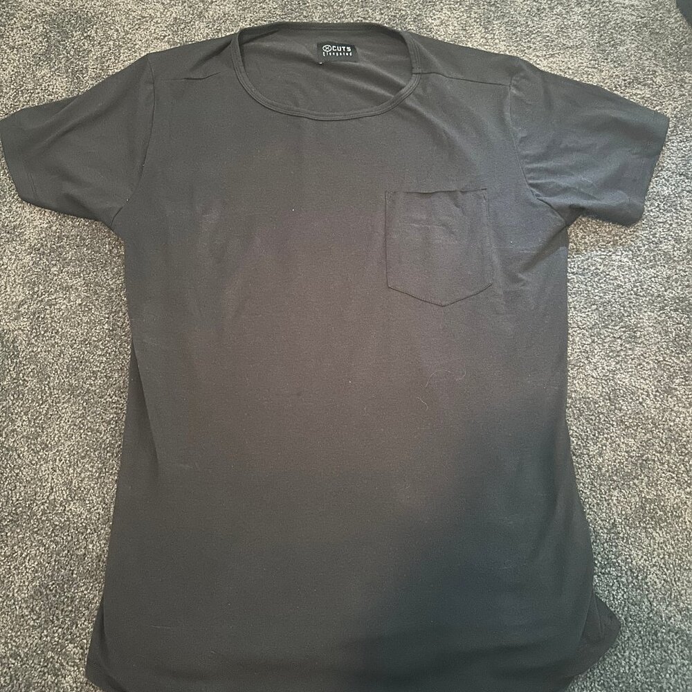 Black CUTS Elongated Hem T-Shirt